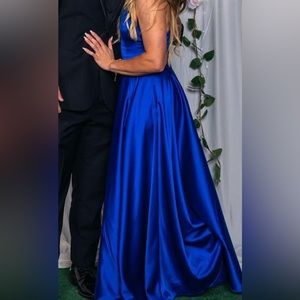 Royal blue silk prom dress